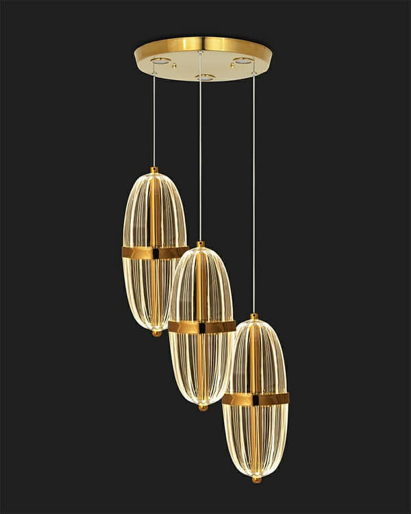 آویز لوکس سه شعله مدل کپسولی برای اتاق خواب