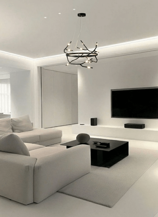 لوستر سقفی فانتزی طرح شاخه هندسی با لامپهای سوزنی برای نورپردازی پذیرایی مدرن