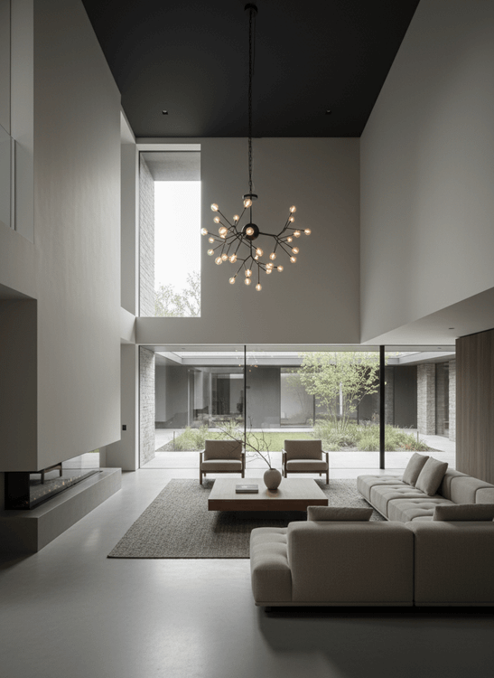 چراغ آویز مدرن با طراحی انتزاعی و حبابهای کروی روشن برای نورپردازی مدرن ویلا