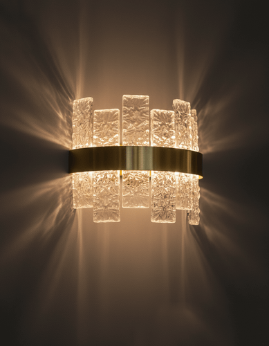 لوستر دیوارکوب وارداتی با کریستال خاص بلوکی یخی