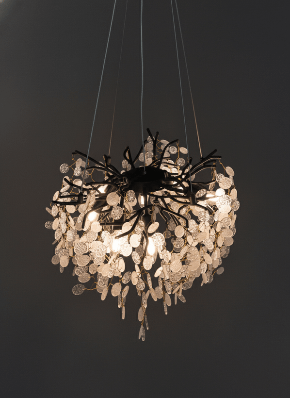 لوستر درختی با بدنه مشکی مات برای اتاق خواب