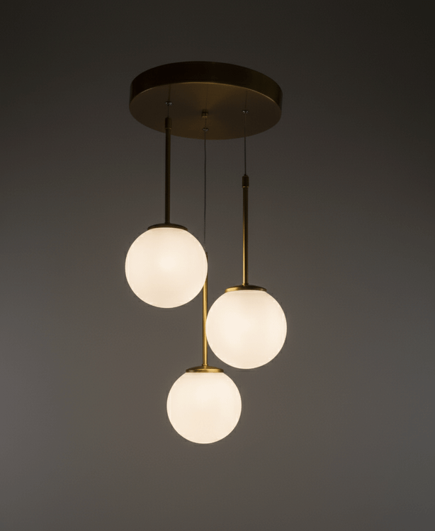 لوستر آویز حبابی سه شعله با حباب مات