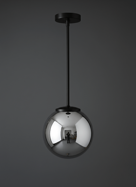 آویز تک شعله با حباب نقرهای آینهای